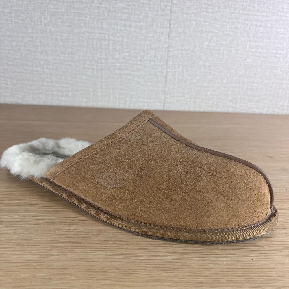 UGG Scuff Suede Slippers Chestnut Brown Sheepskin Mens 9 1101111